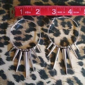 Chic Silver Spike Hoop Earrings